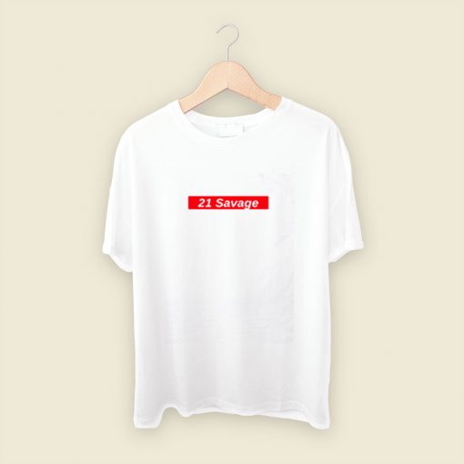 21 Savage Red Box Logo Men T Shirt Style