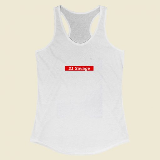 21 Savage Red Box Logo Women Racerback Tank Top