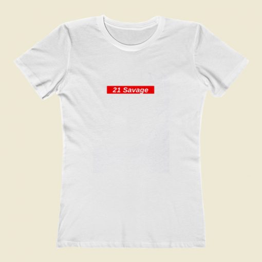 21 Savage Red Box Logo Women T Shirt Style