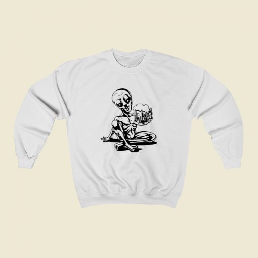 Alien Drinking Beer Christmas Sweatshirt Style