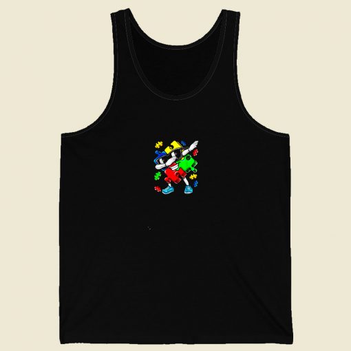 Autism Awareness Dabbing Puzzle Piece Men Tank Top