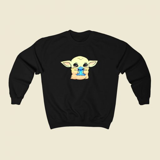 Baby Yoda Hug Stitch 80s Fashionable Sweatshirt