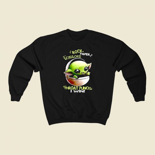 Baby Yoda Rock Paper Scissors 80s Fashionable Sweatshirt