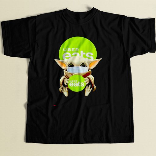 Baby Yoda Uber Eats 80s Men T Shirt