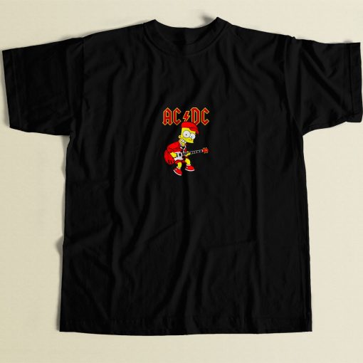 Bart Simpson Acdc 80s Men T Shirt