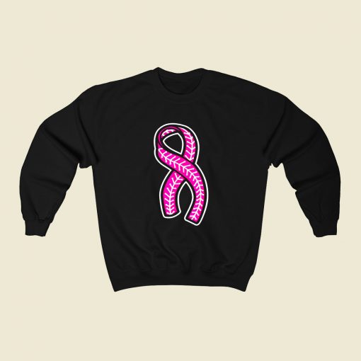 Baseball Pink Ribbon 80s Fashionable Sweatshirt