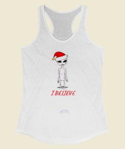 Believe Alien Christmas Women Racerback Tank Top