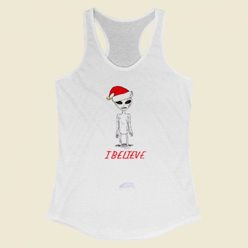 Believe Alien Christmas Women Racerback Tank Top