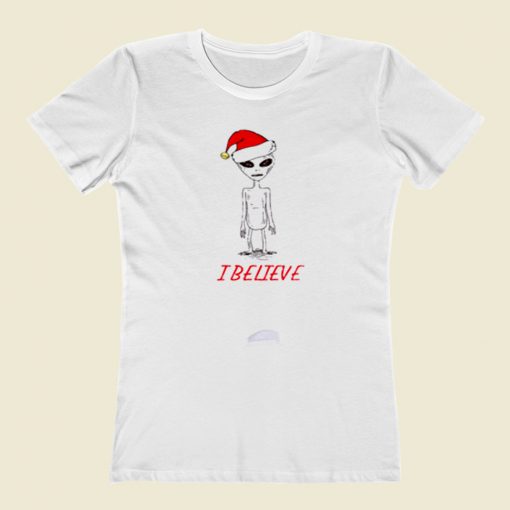 Believe Alien Christmas Women T Shirt Style