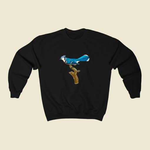 Bird Watcher Blue Jay 80s Fashionable Sweatshirt