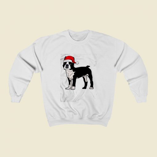 Boston Terrier In Santa Hat Christmas Christmas Sweatshirt Style