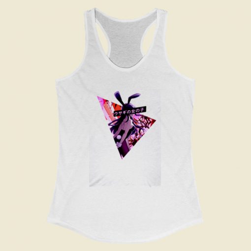 Bunny Vaporwave Sad Japanese Anime Aesthetic Women Racerback Tank Top