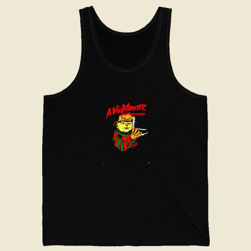 Cat Freddy Krueger A Nightmare On Claw Street Men Tank Top