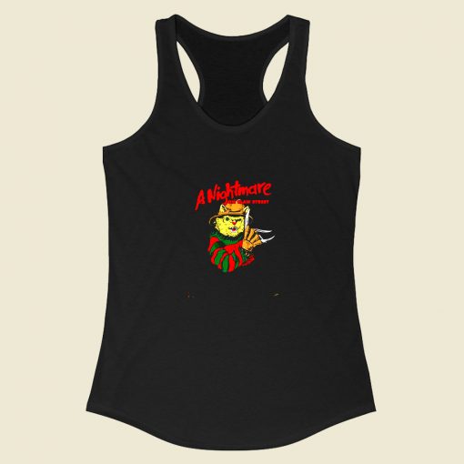 Cat Freddy Krueger A Nightmare On Claw Street Racerback Tank Top Style