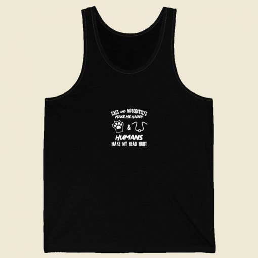 Cats And Motorcycles Make Me Happy Men Tank Top