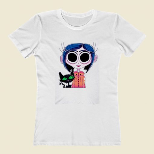 Coraline With Her Cat Women T Shirt Style