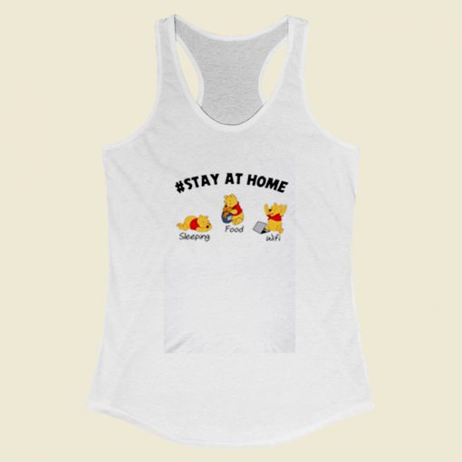 Cute Pooh Quarantine Stay Home Women Racerback Tank Top