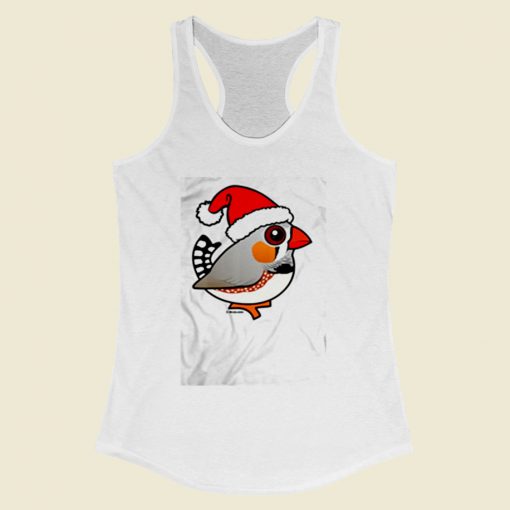 Cute Zebra Finch As Santa Claus Women Racerback Tank Top