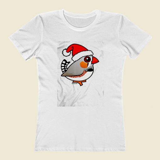 Cute Zebra Finch As Santa Claus Women T Shirt Style