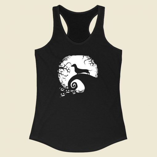 Dachshund And Moon Halloween Racerback Tank Top Style