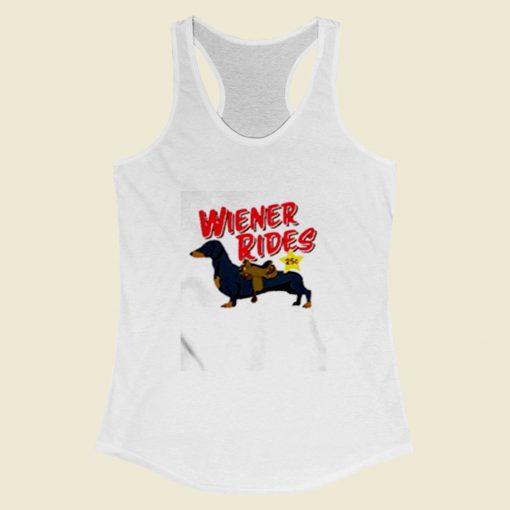 Dachshund Wiener Rides 25c Women Racerback Tank Top