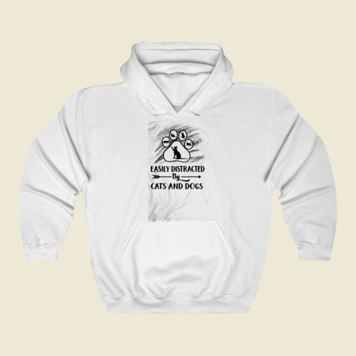 Easily Distracted By Cat And Dogs Street Hoodie Style