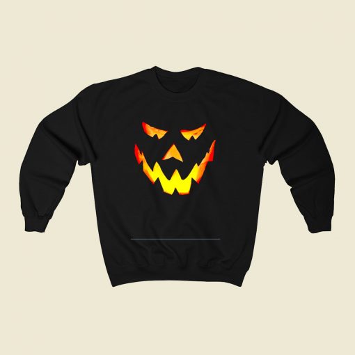 Evil Pumpkin Monster Face Halloween 80s Fashionable Sweatshirt