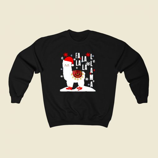 Fa La La Llama Santa 80s Fashionable Sweatshirt