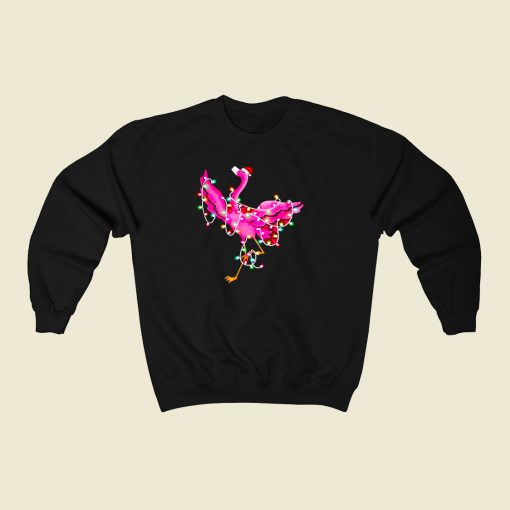 Flamingo Light Santa 80s Fashionable Sweatshirt