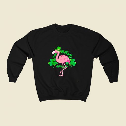 Flamingo St Patricks Day 80s Fashionable Sweatshirt