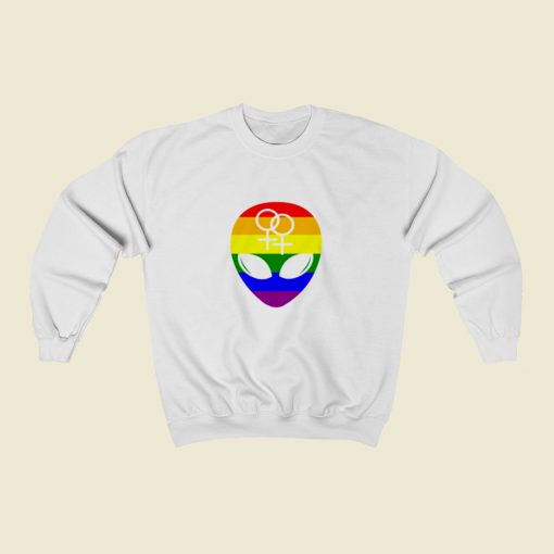 Gay Pride Flag Alien Christmas Sweatshirt Style