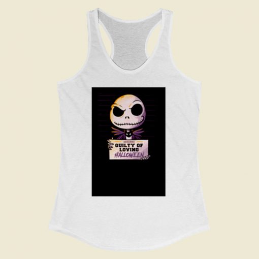 Guilty Jack Cute Skellington Mugshot Women Racerback Tank Top