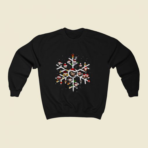 Harry Potter Characters On Snowflakes 80s Fashionable Sweatshirt