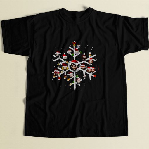 Harry Potter Characters On Snowflakes 80s Men T Shirt