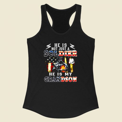 He Is Not Just A Soldier Racerback Tank Top Style