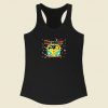 Hippie Van Christmas Funny Lady Pug Santa Hat Racerback Tank Top Style