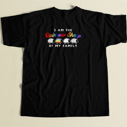 I Am Rainbow Sheep Of My Family 80s Men T Shirt