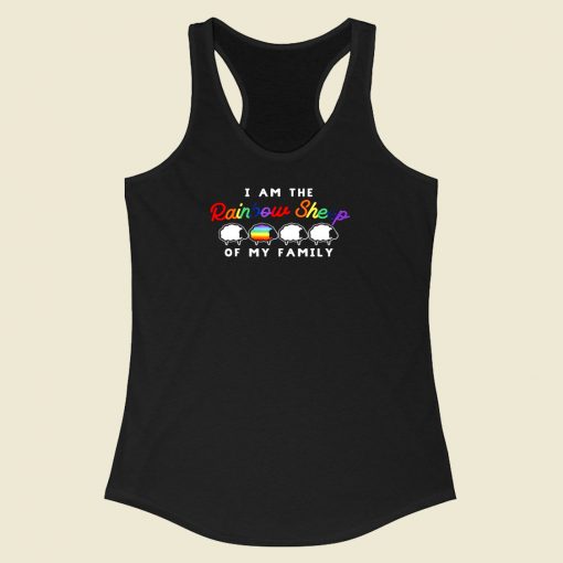 I Am Rainbow Sheep Of My Family Racerback Tank Top Style