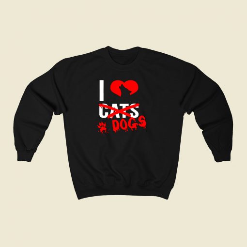 I Love Dogs 80s Fashionable Sweatshirt