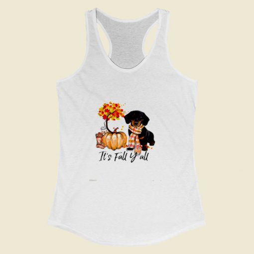 Its Fall Yall Dachshund Dog Halloween Women Racerback Tank Top