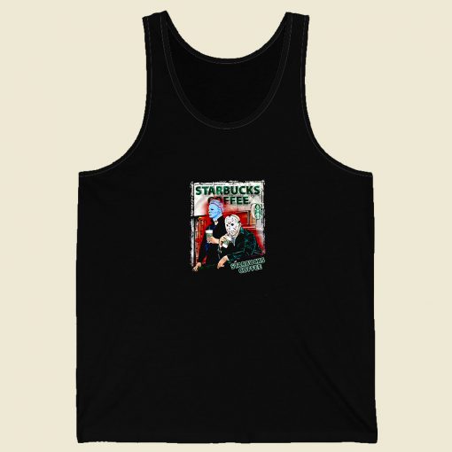 Jason Voorhees And Michael Myers Drink Starbucks Men Tank Top