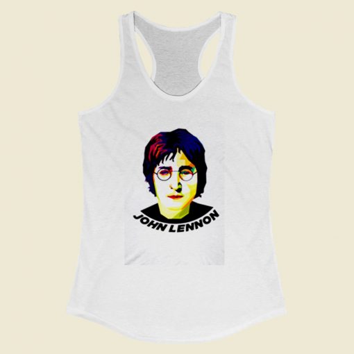 John Lennon Beatles Art Women Racerback Tank Top