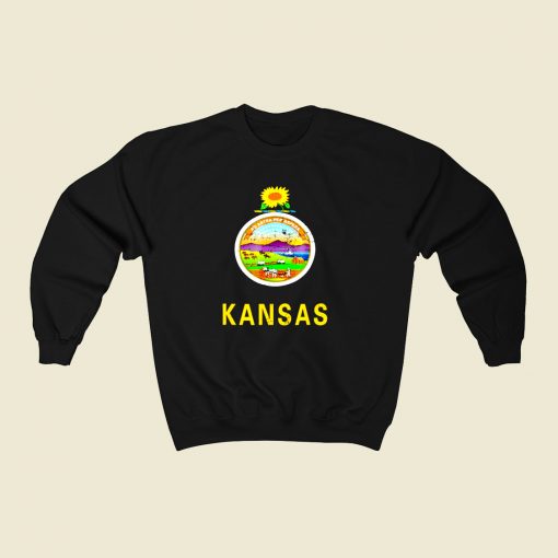 Kansas Flag 80s Fashionable Sweatshirt