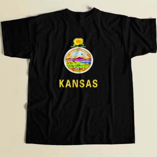 Kansas Flag 80s Men T Shirt