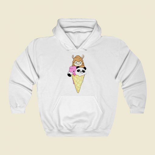 Kids Funny Ice Cream Flamingo Panda Llama Icecream Street Hoodie Style