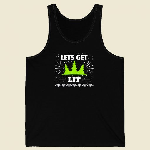 Lets Get Lit Funny Christmas Tree Men Tank Top