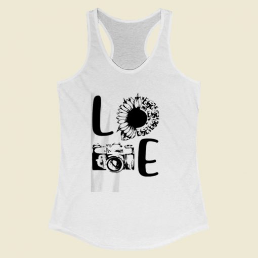 Love Camera Sunflower Women Racerback Tank Top