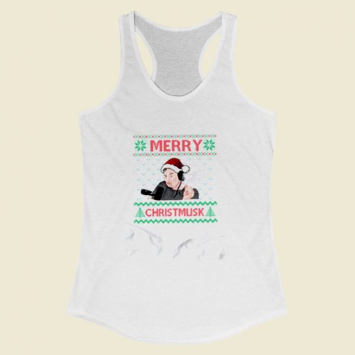 Merry Christmusk Funny Elon Musk Women Racerback Tank Top