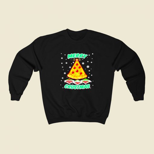 Merry Crustmas Christmas Pizza 80s Fashionable Sweatshirt