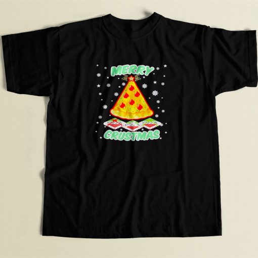 Merry Crustmas Christmas Pizza 80s Men T Shirt